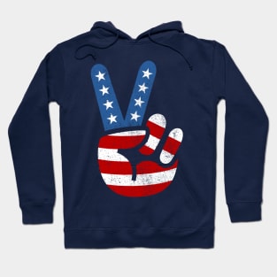 Peace Love Hand USA Flag Vintage Solid Hoodie